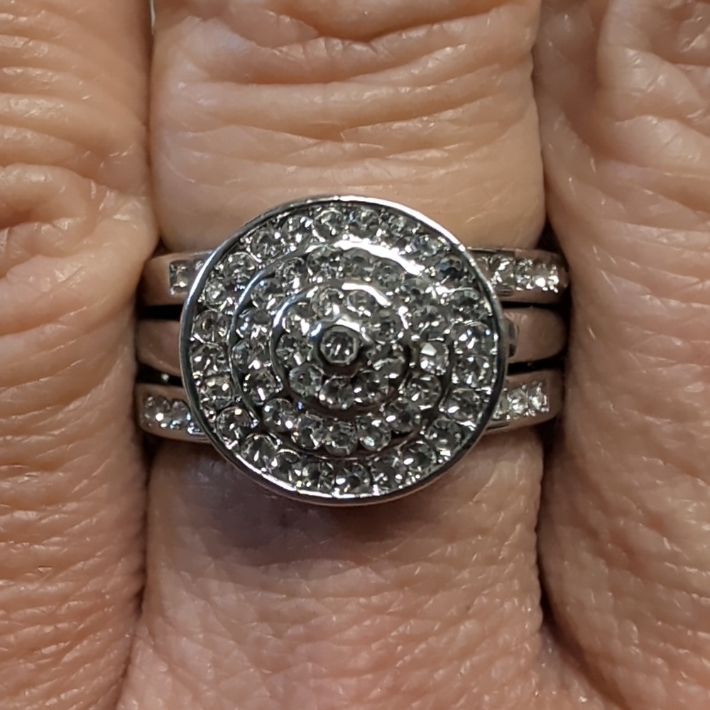 Three Silver Ring Low Profile Diamond Simulant CZ Channel Set Rings